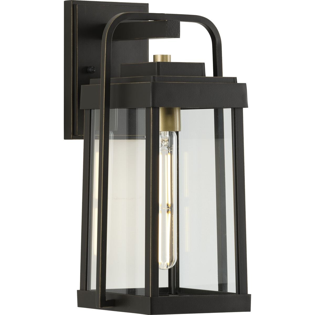 Walcott Collection  One-Light Antique Bronze with Brasstone Accents Clear Glass Transitional Outdoor Wall Lantern Light Shopping - The Best Deals on O - Mycitystee