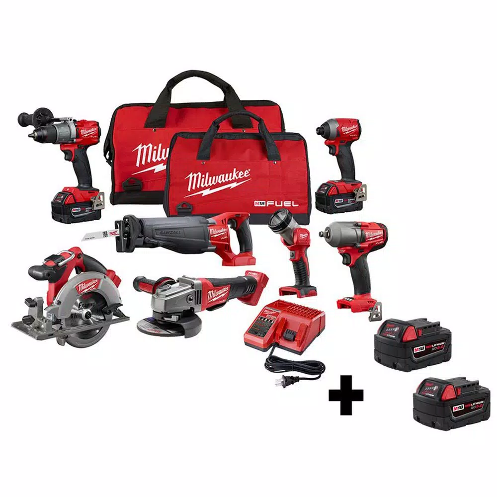 Milwaukee M18 FUEL 18-Volt Lithium-Ion Brushless Cordless Combo Kit (7-Tool) with Two M18 5.0 Ah Batteries and#8211; XDC Depot - Mycitystee