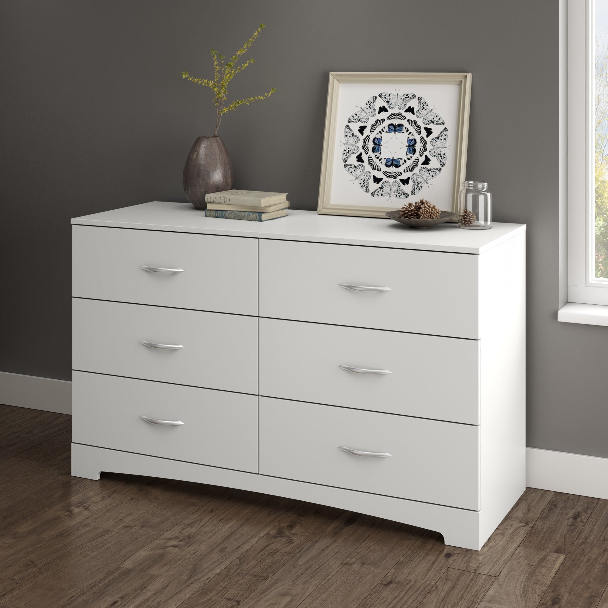 SoHo， Contemporary 6-Drawer Double Dresser， Pure White - - 36293769 - Mycitystee