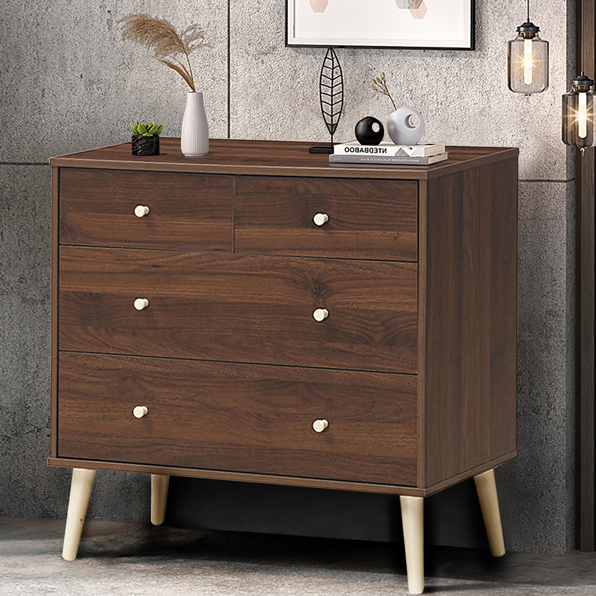 4 Drawer Dresser Free Standing Chest Wooden Storage Cabinet Organizer - - 36142259 - Mycitystee