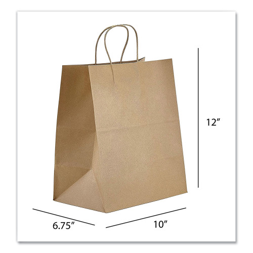 Prime Time Packaging Kraft Paper Bags， Bistro， 10 x 6.75 x 12， Natural， 250/Carton (NK10712) - Mycitystee