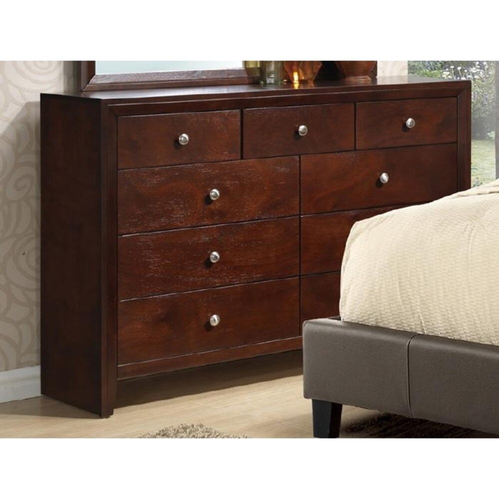 Functionally Stylized Rubber Wood and Okuome Veneer Dresser， Brown - - 20855335 - Mycitystee