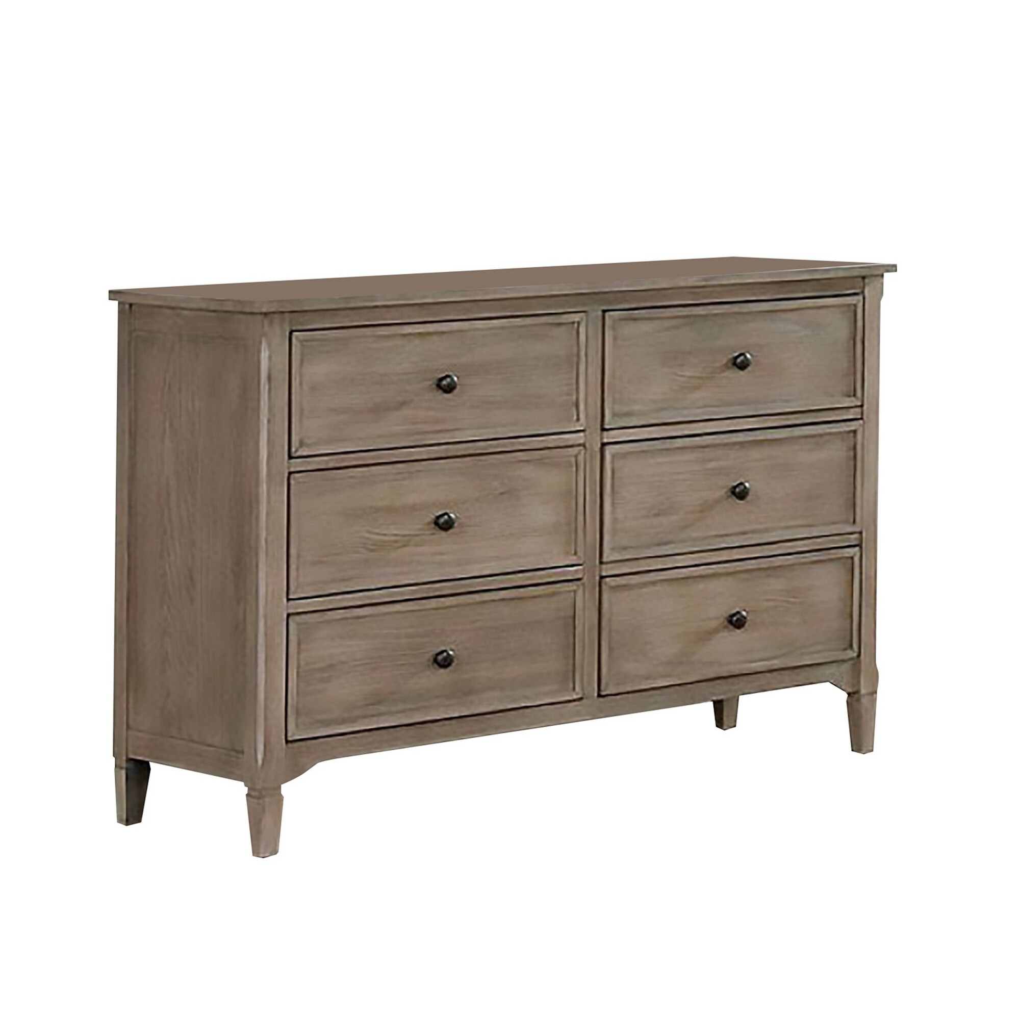 Dresser with 6 Storage Drawers and Turnip Feet， Natural Brown - - 34166393 - Mycitystee