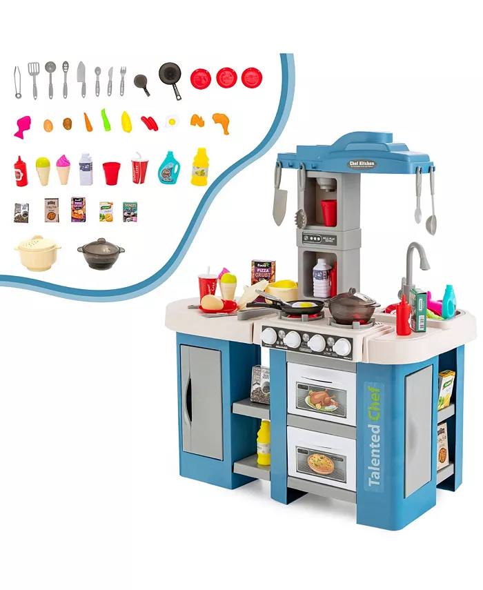 Costway Play Kitchen Set 67 PCS Kitchen Toy For Kids W FoodRealistic Lights Sounds - Mycitystee