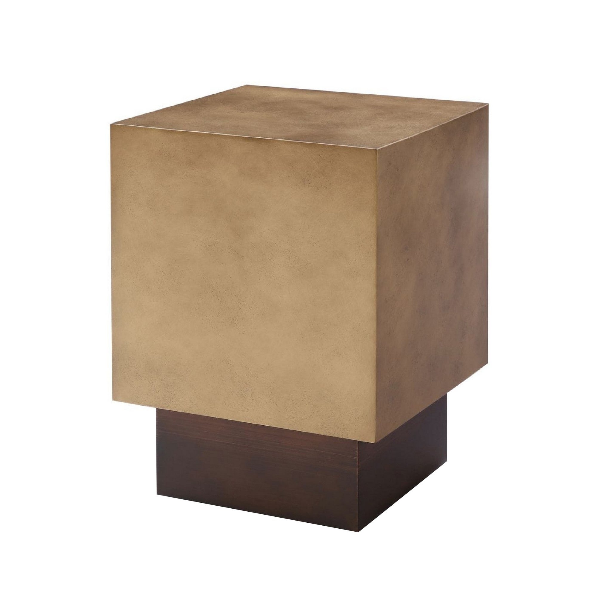 Cid Dia 24 Inch Modern Square End Table， Metal Platform Base Antique Copper - Mycitystee