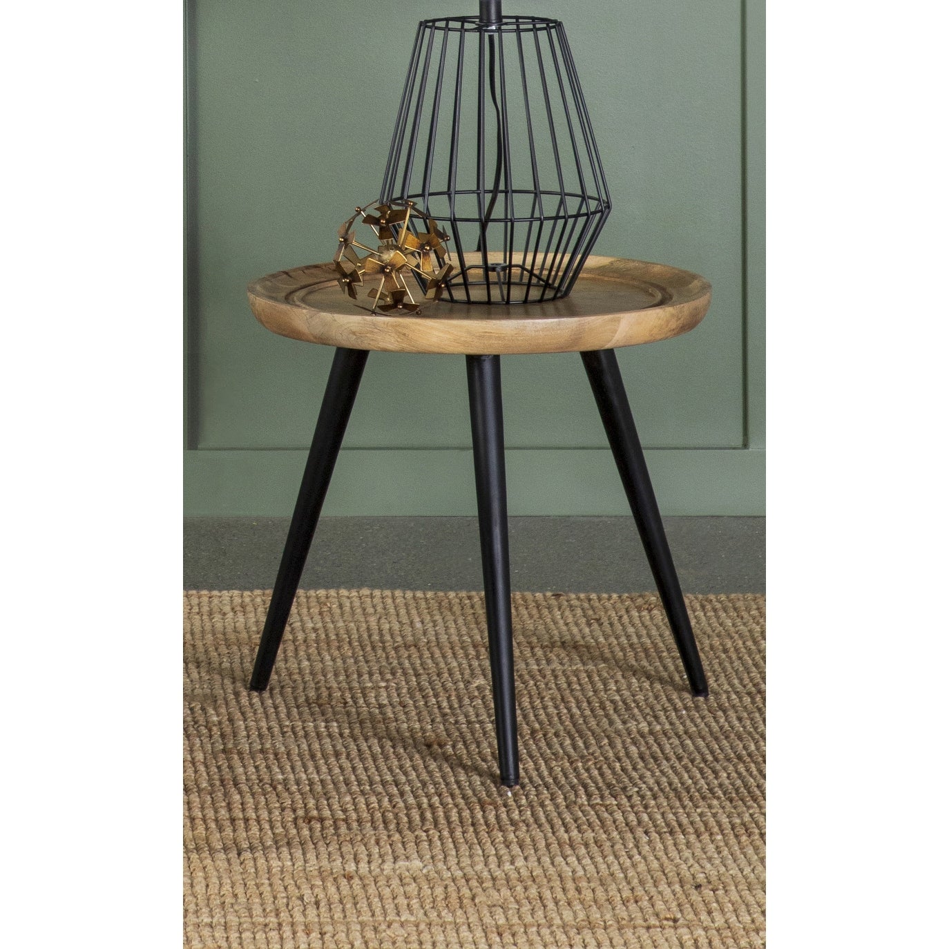 Coaster Furniture Zoe Natural and Black Round End Table with Trio Legs - Mycitystee
