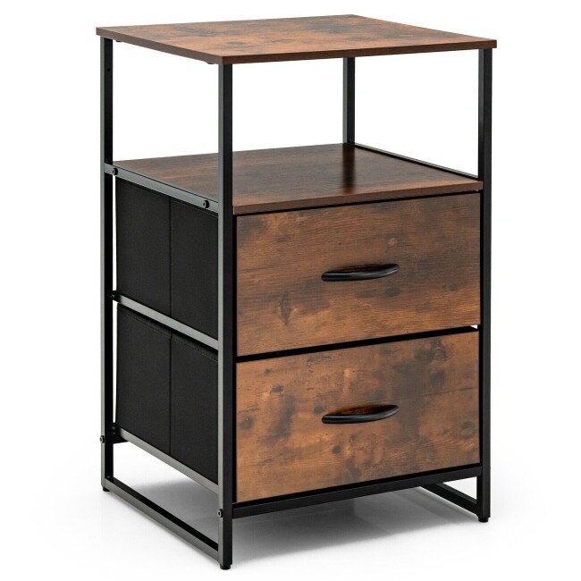 Industrial Dresser Organizer Unit with 2 Fabric Drawers and Sturdy Steel Frame-Rustic Brown - - 36073387 - Mycitystee