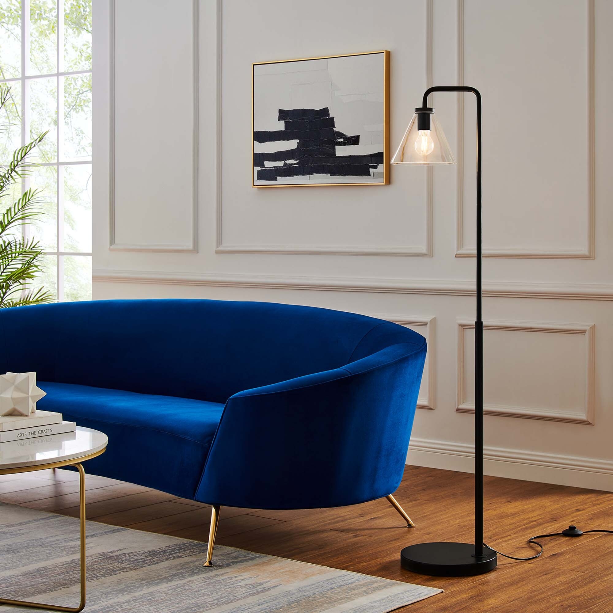Element Transparent Glass Glass and Metal Floor Lamp - Mycitystee