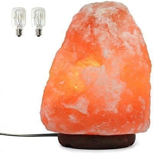 7-inch Himalayan Salt Lamp with Dimmer Cord from Pakistan - Light Orange to Pink - Mycitystee