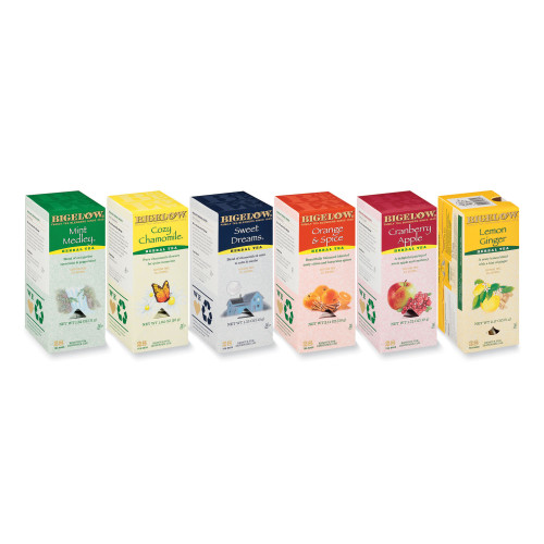 Bigelow Assorted Tea Packs， Six Flavors， 28/Box， 168/Carton (17578) - Mycitystee