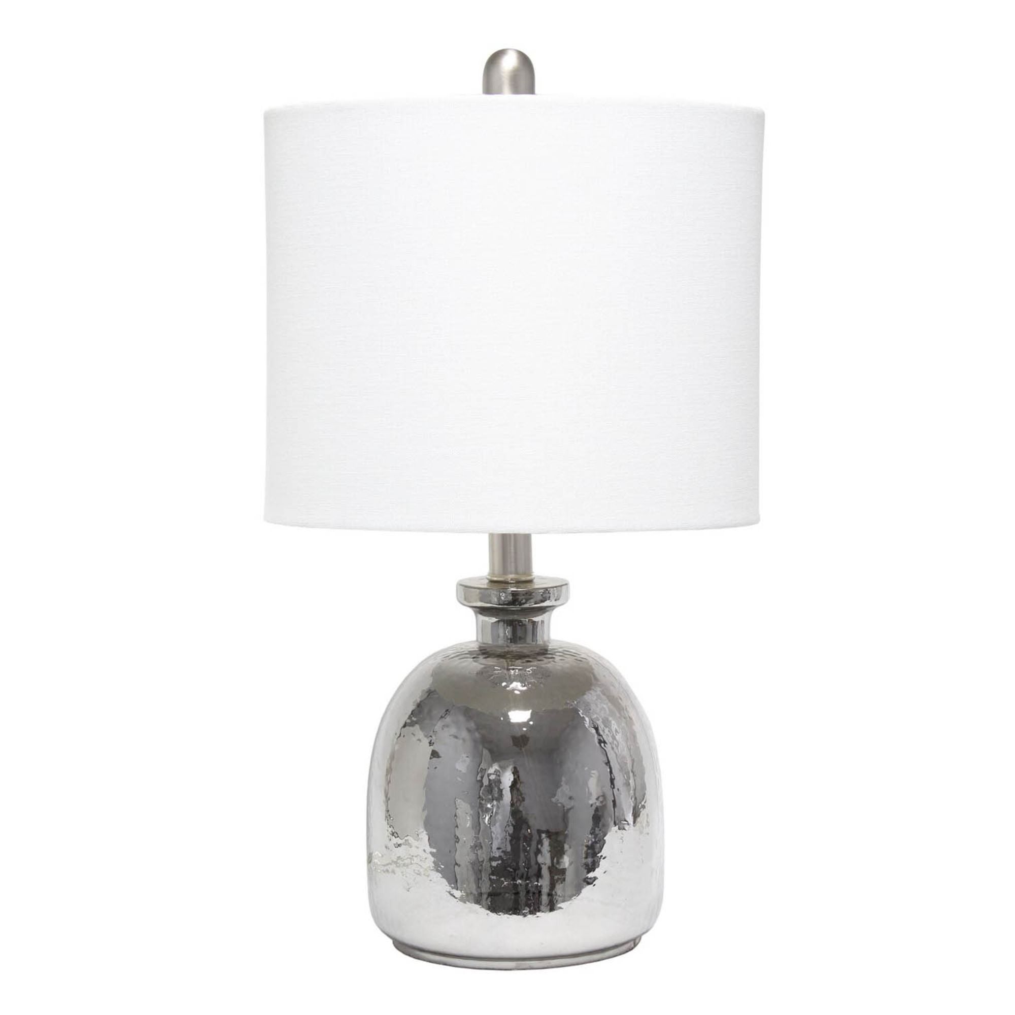 Elegant Designs Silvery Glass Table Lamp with White Shade - 13.5x24.75x24.75 - Mycitystee