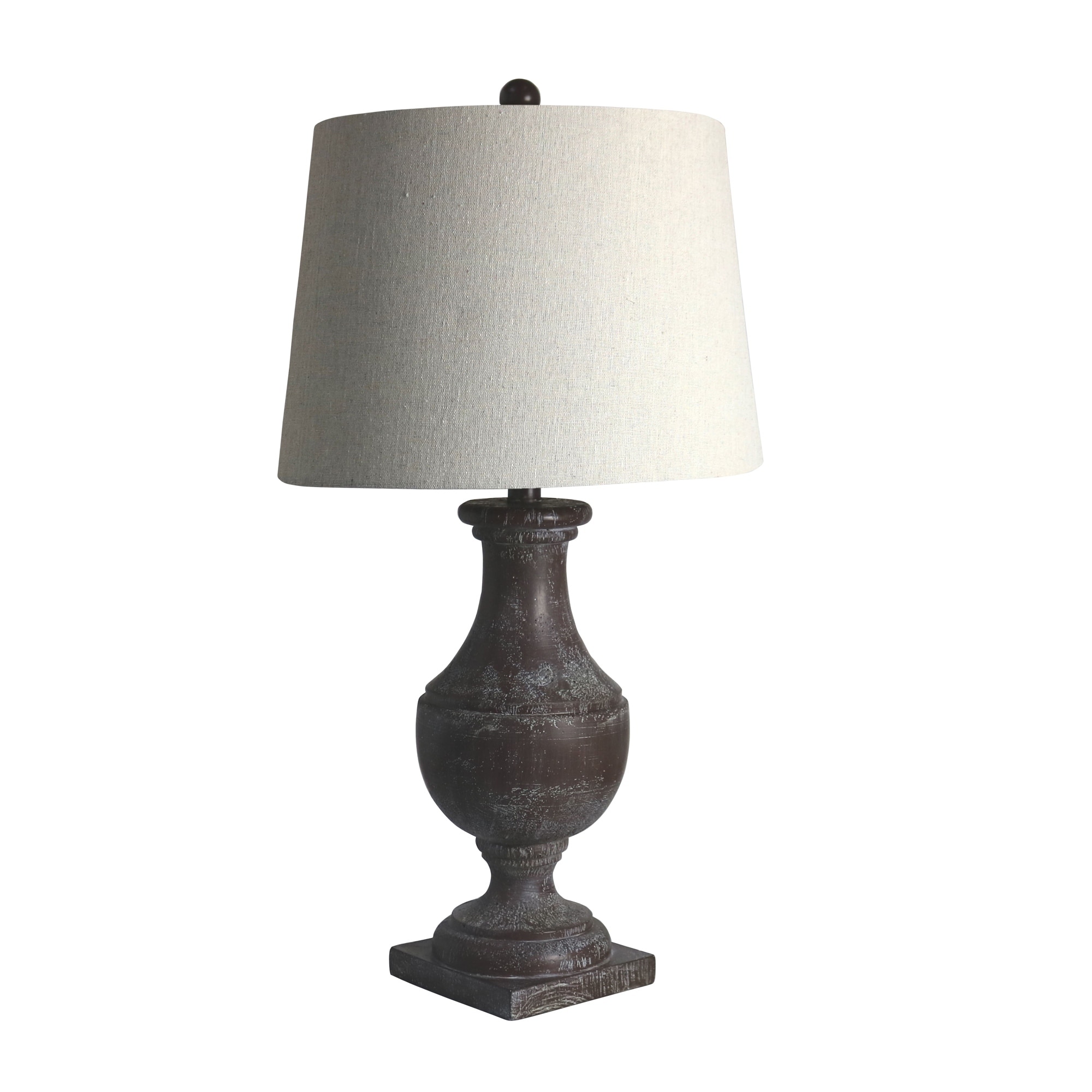 Fangio Lighting's 6265BRZ 28 in. Classic Urn On Square Pedestal Resin Table Lamp in Cottage Bronze Espresso - Mycitystee