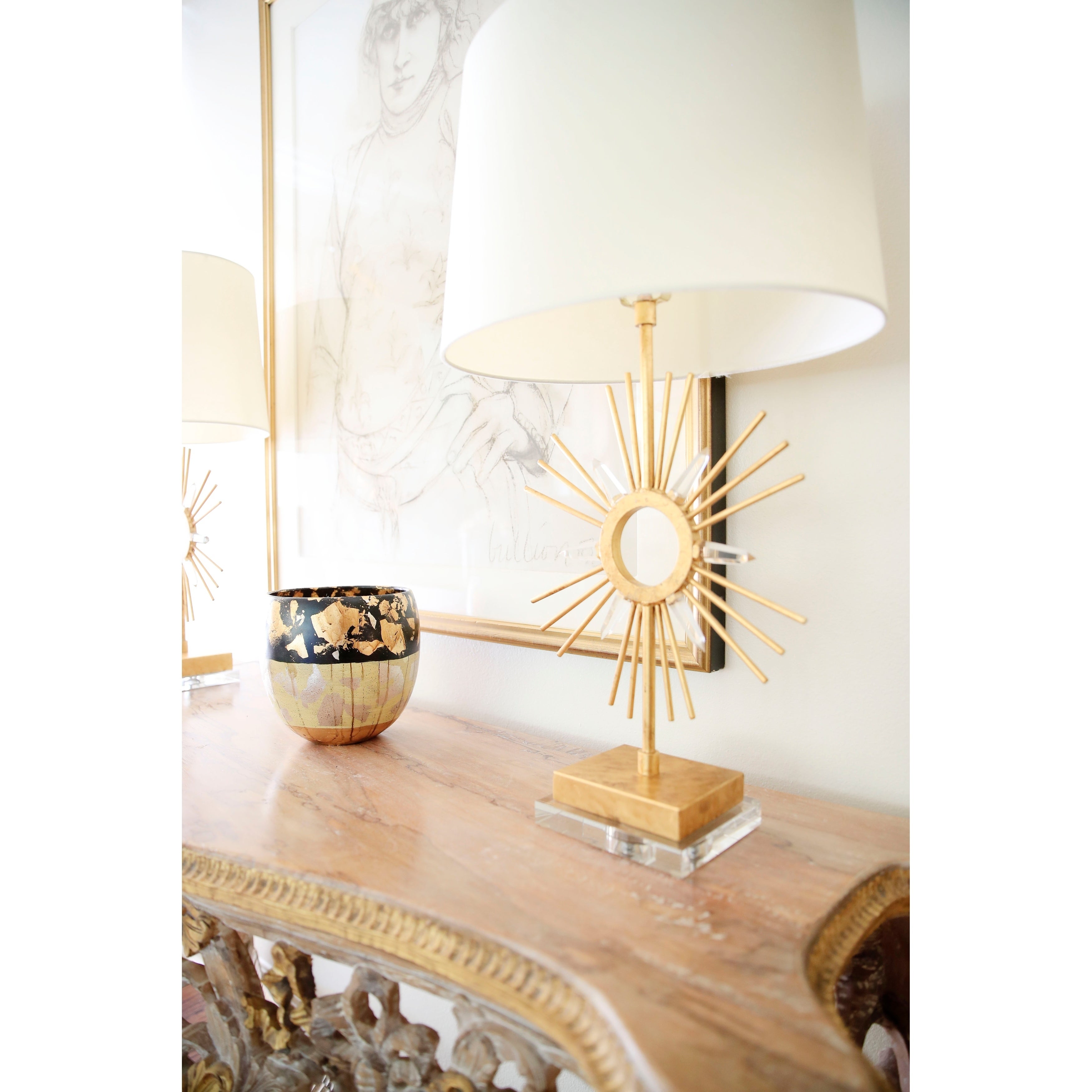 Buffet Table Lamp Antiqued Gold Crystal By Lucas McKearn - Mycitystee