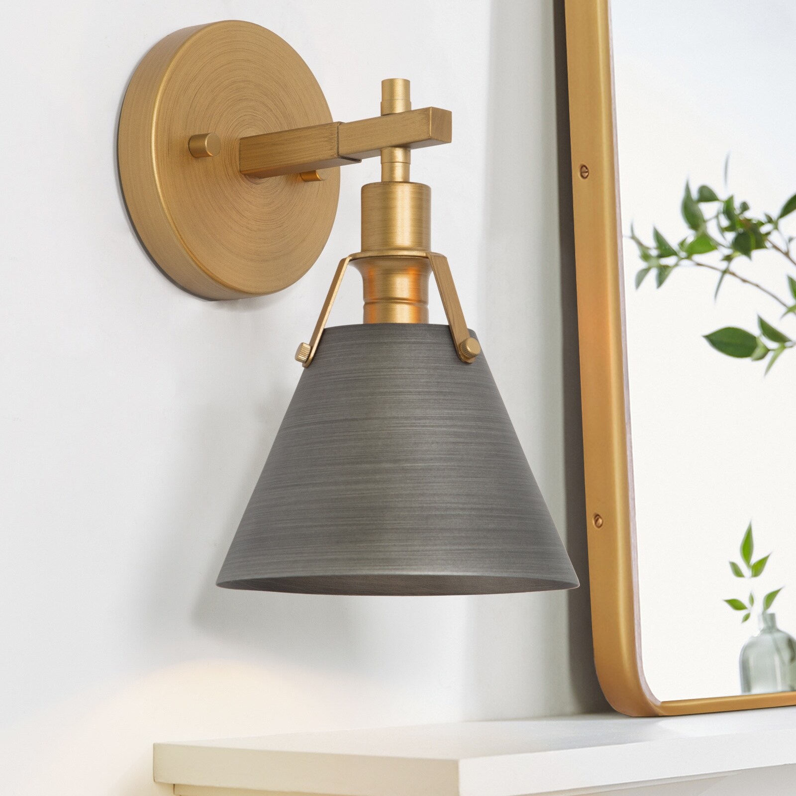 Modern 1-Light Single Wall Sconce Silver Metal Shade for Kithcen - Mycitystee