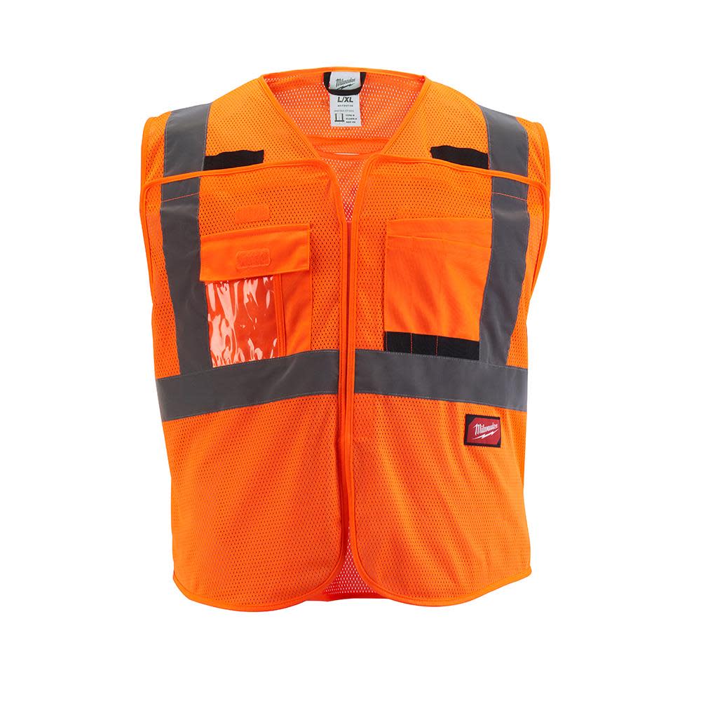 Class 2 Breakaway High Visibility Orange Mesh Safety Vest - L/XL - Mycitystee