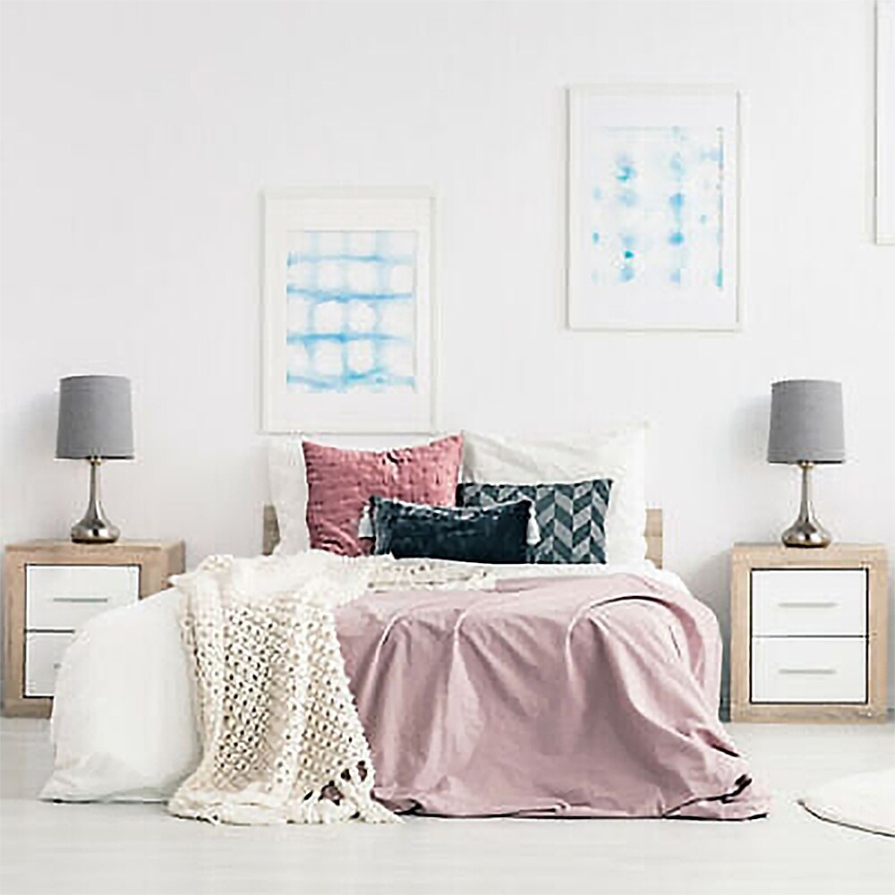 Set of 2 Modern Bedroom Nightstand Desk Lamp with Fabric Shade - 6.3