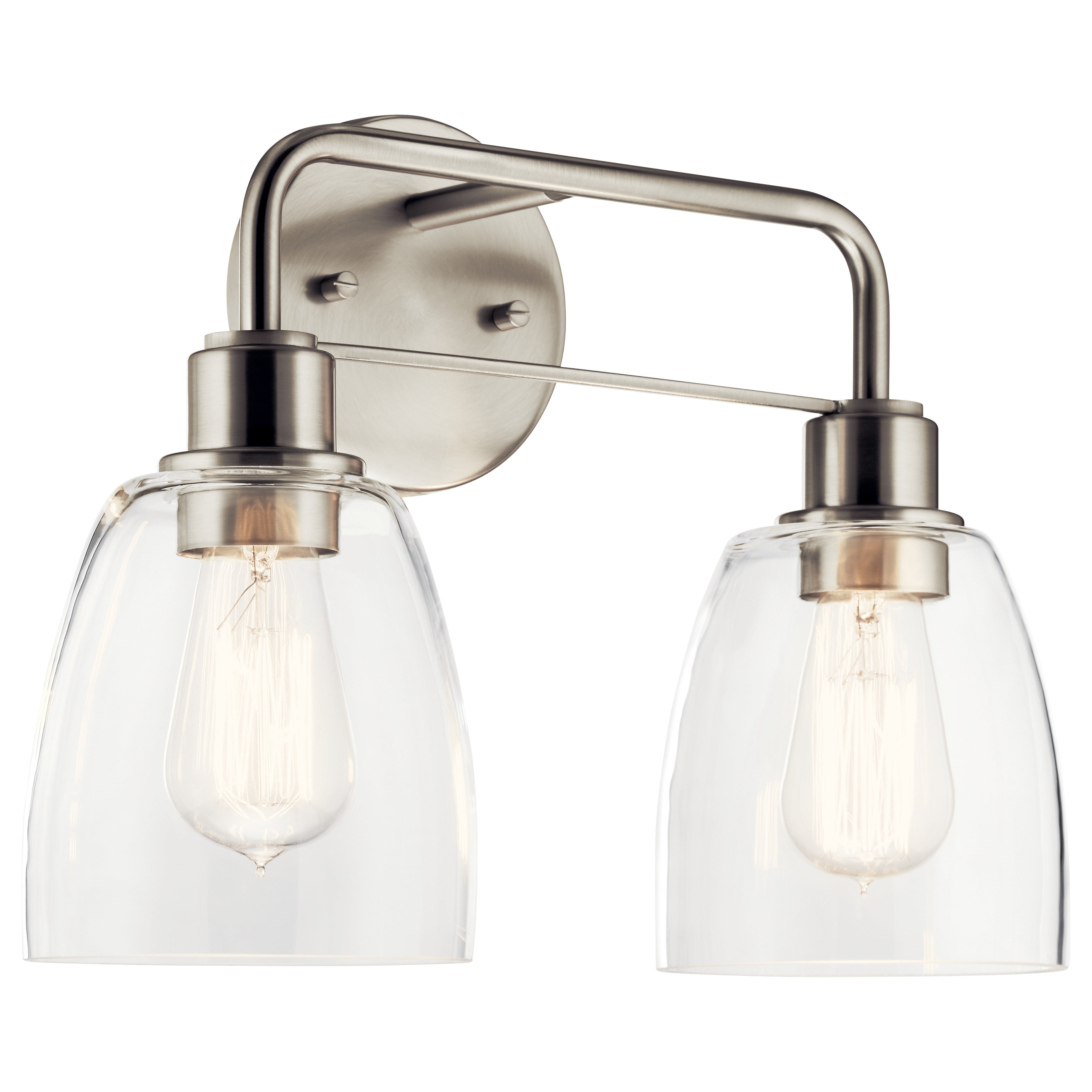 Kichler Lighting Meller 15.25 in. 2-Light Brushed Nickel Vanity Light with Clear Glass - Mycitystee