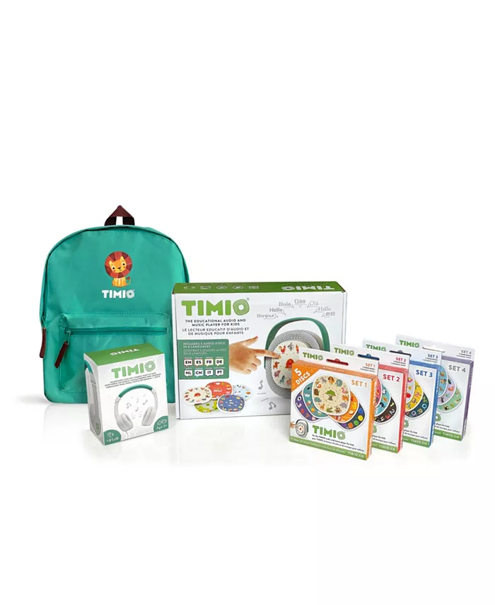 TIMIO Screenless Educational Audio and Music Player + 4 Disc Packs 25 discs total + Headset + Backpack - Mycitystee