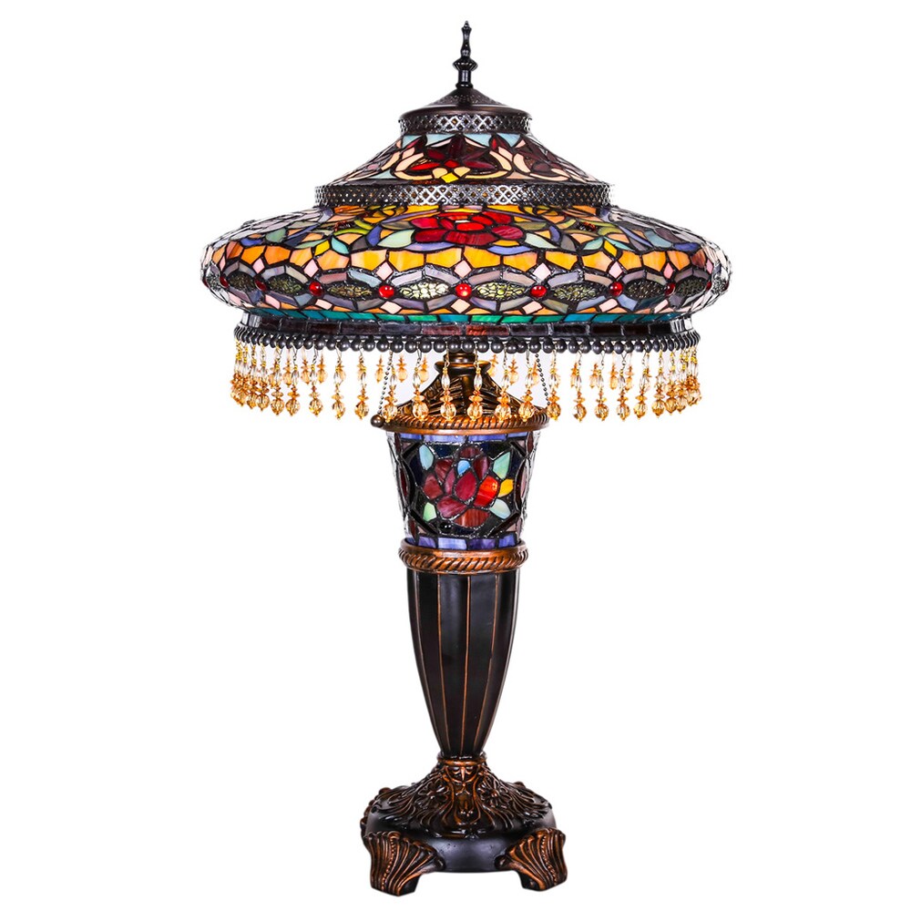 Gracewood Hollow Lachmet Multicolored Stained Glass Table Lamp (27.5 in.) - 17