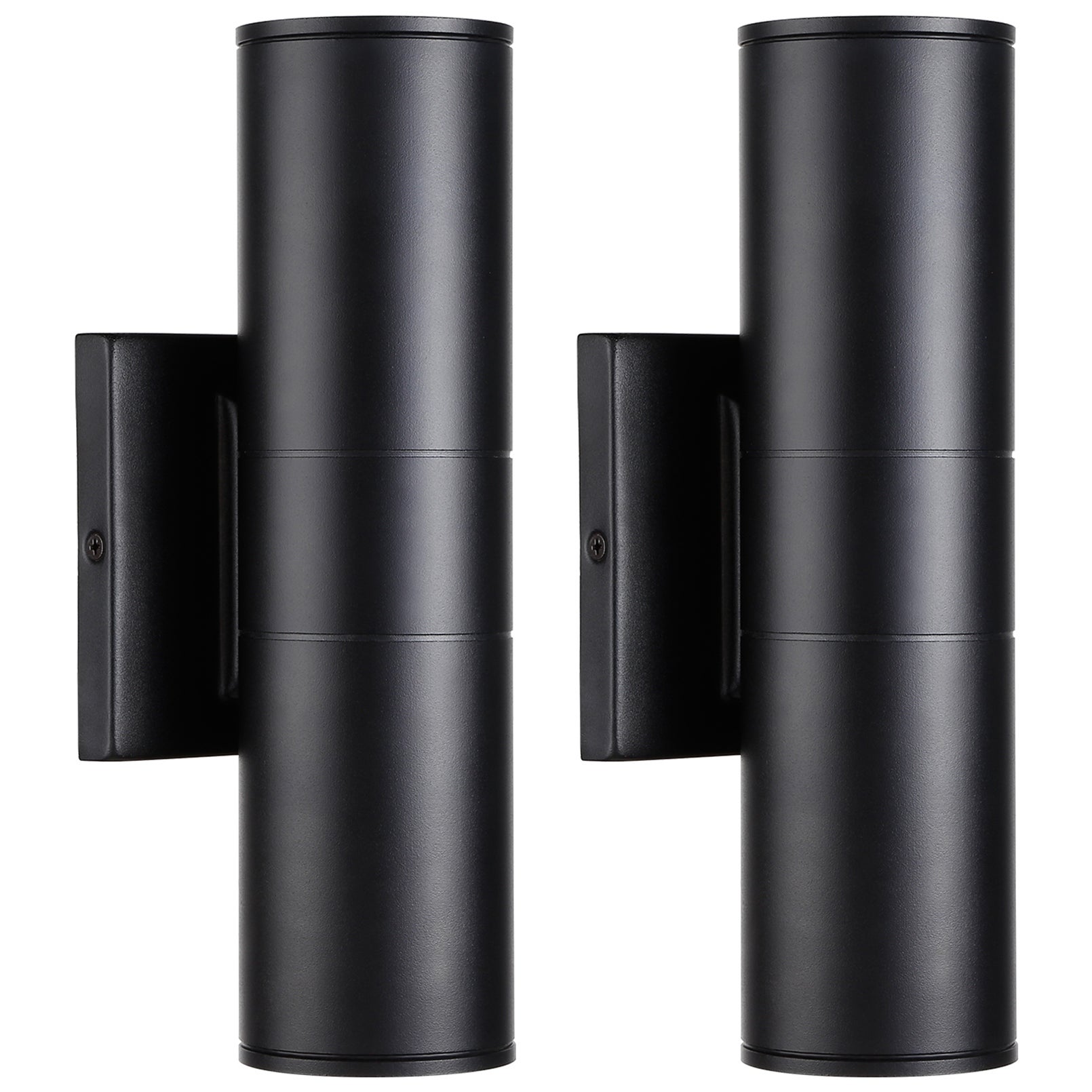 Tutum 20W LED Wall Lamp， Cylinder UP Down Light， Black， 2 Pack - Mycitystee