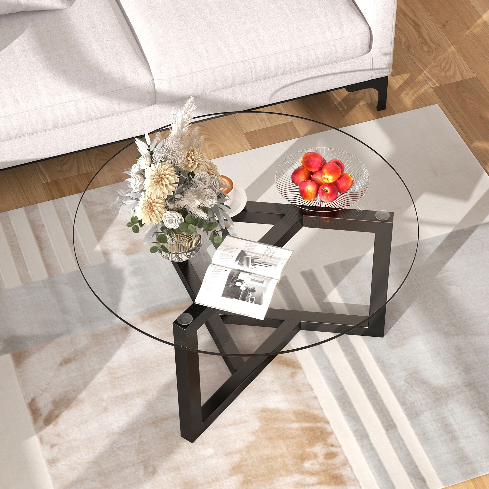 Round Glass Coffee Table - Mycitystee