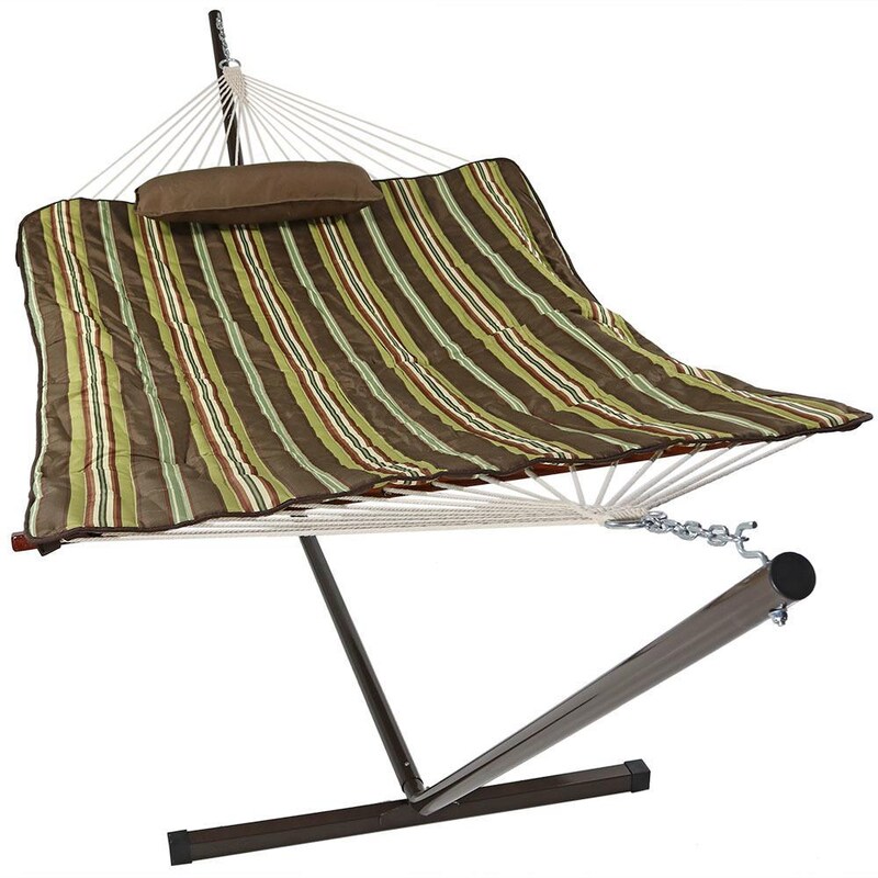 Ultimate Patio Rope Hammock w/ Stand， Pad， and Pillow - Mycitystee