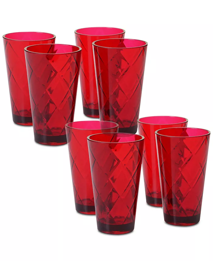 Certified International Ruby Diamond Acrylic Set of 8 Acrylic Ice Tea Glasses - Mycitystee