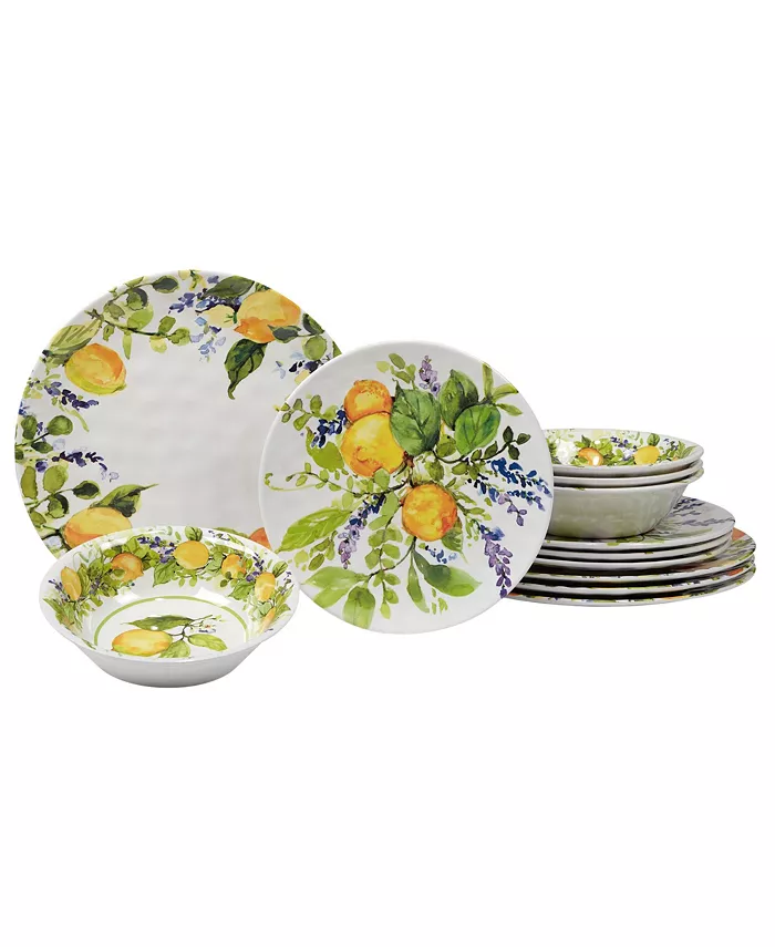 Certified International Certified Lemon Zest 12 Piece Melamine Dinnerware Set - Mycitystee