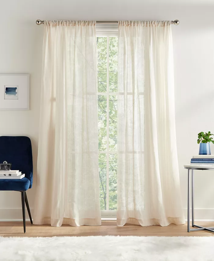 Tommy Hilfiger Pinstripe Sheer Pole Top 2-Piece Curtain Panel， 50