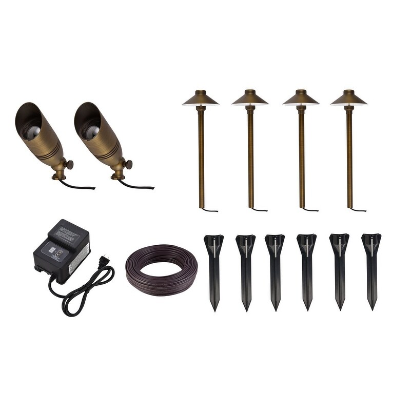 Amira Outdoor Brass Pathway Lighting Kit 2 Pack of 6 - 6 inch - Mycitystee