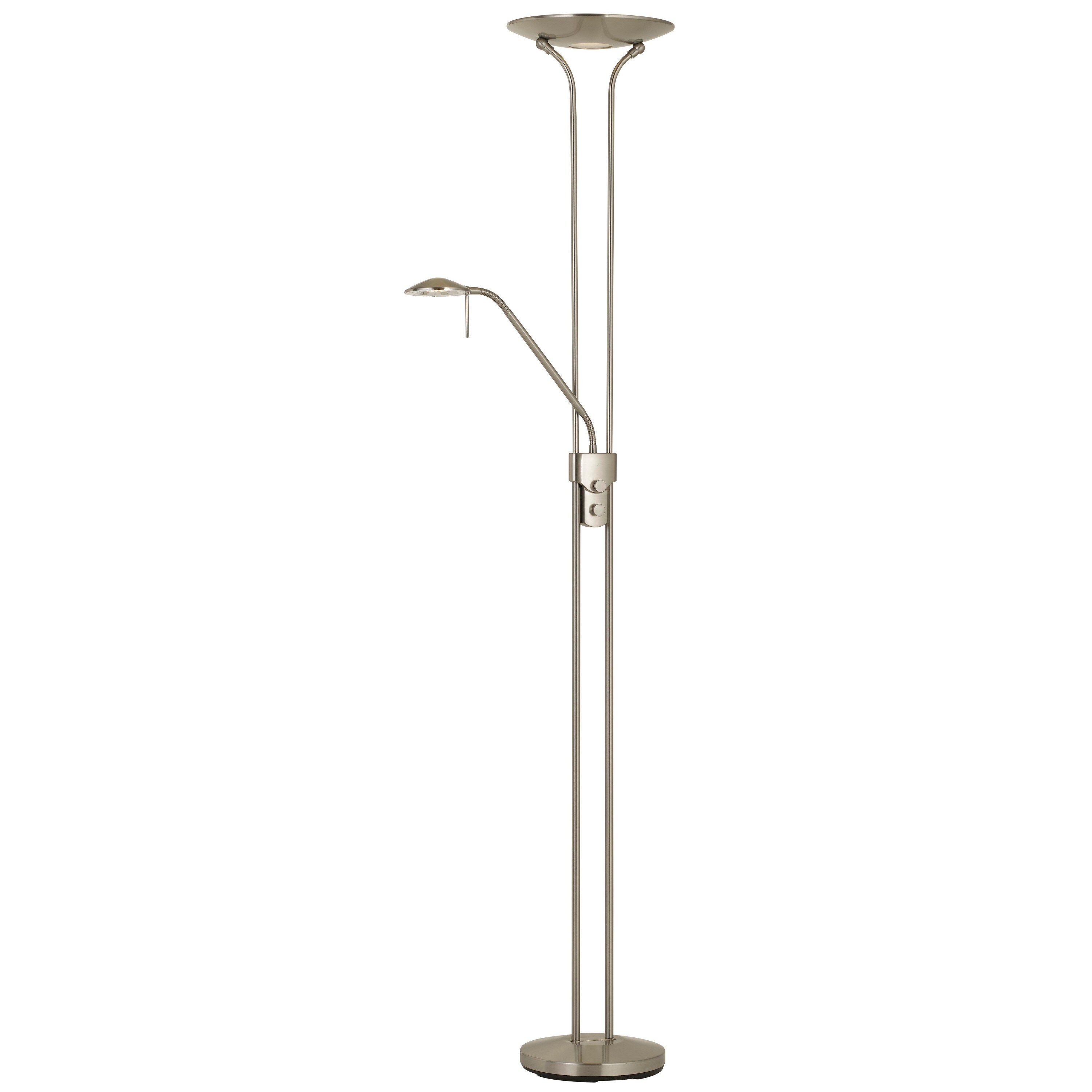 2 Metal Heads Torchiere Floor Lamp with Dimmer Control， Chrome - Mycitystee