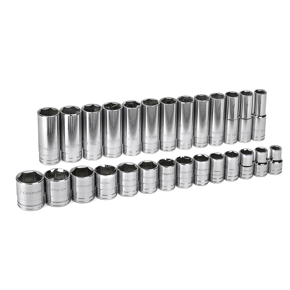 GEARWRENCH 27 pc 1/2 In Drive 6 Point Standard and Deep SAE Socket Set 80729 from GEARWRENCH - Mycitystee
