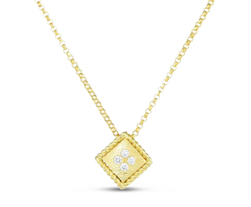 Roberto Coin 18K Yellow Gold Palazzo Ducale Diamond Accent Satin Small Pendant - Mycitystee