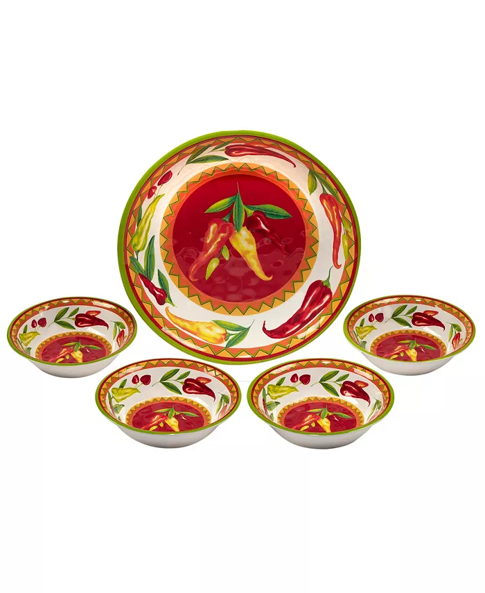 Certified International Certified Red Hot 5 Piece Melamine Salad Serving Set - Mycitystee