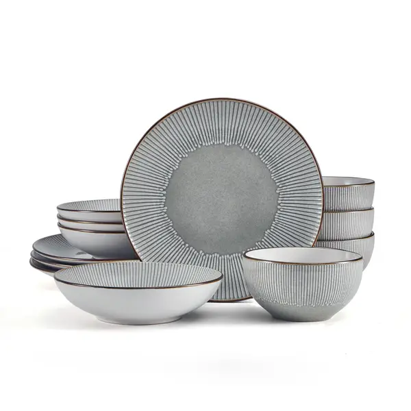 Pfaltzgraff 12-Piece Arlie Gray Dinnerware Set - Mycitystee
