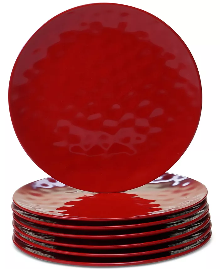 Certified International 6-Pc. Red Melamine Dinner Plate Set - Mycitystee