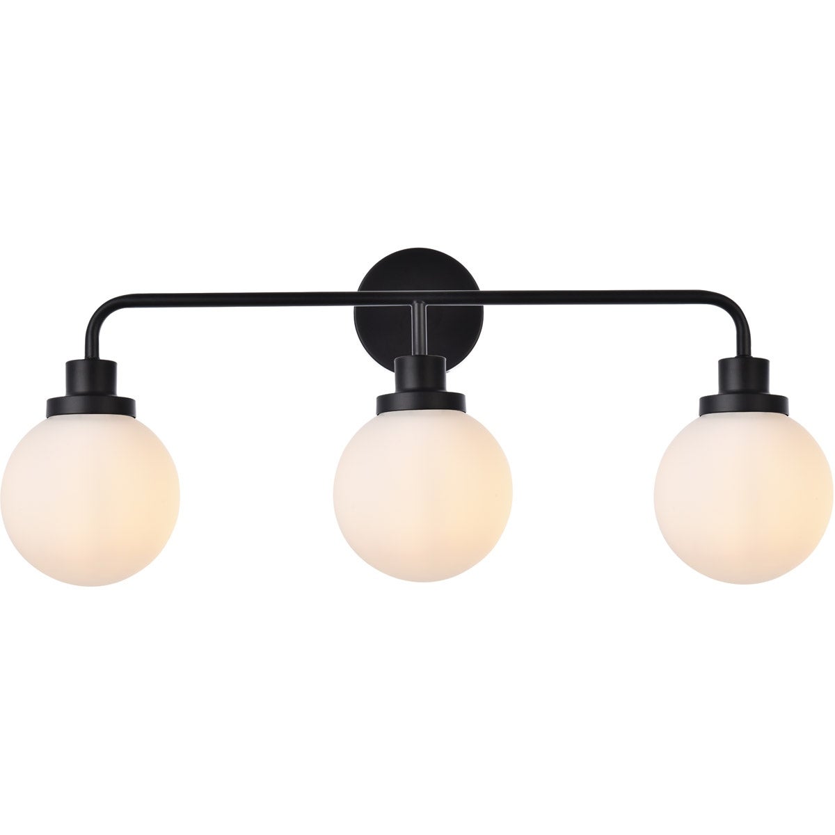 Hanson 3 lights bath sconce in black with frosted shade - One Size - Mycitystee