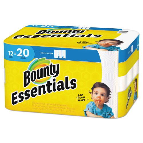 Bounty Essentials Select-A-Size Paper Towels， 2-Ply， 104 Sheets/Roll， 12 Rolls/Carton (74647) - Mycitystee