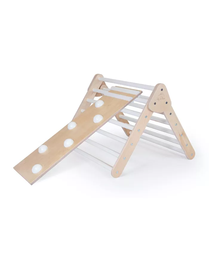 Lily and River Birch Little Climber Playset With Rockwall Slide In White - Mycitystee