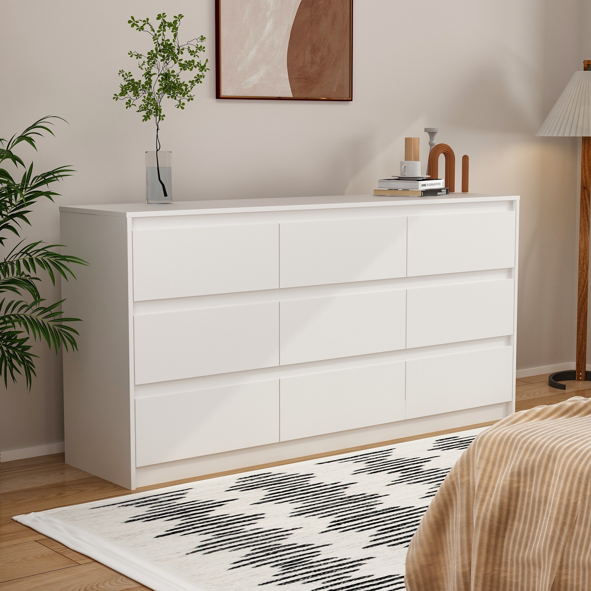 Modern Dresser for Bedroom 9 Drawers Wood Dresser Chest of Drawers - - 37127226 - Mycitystee