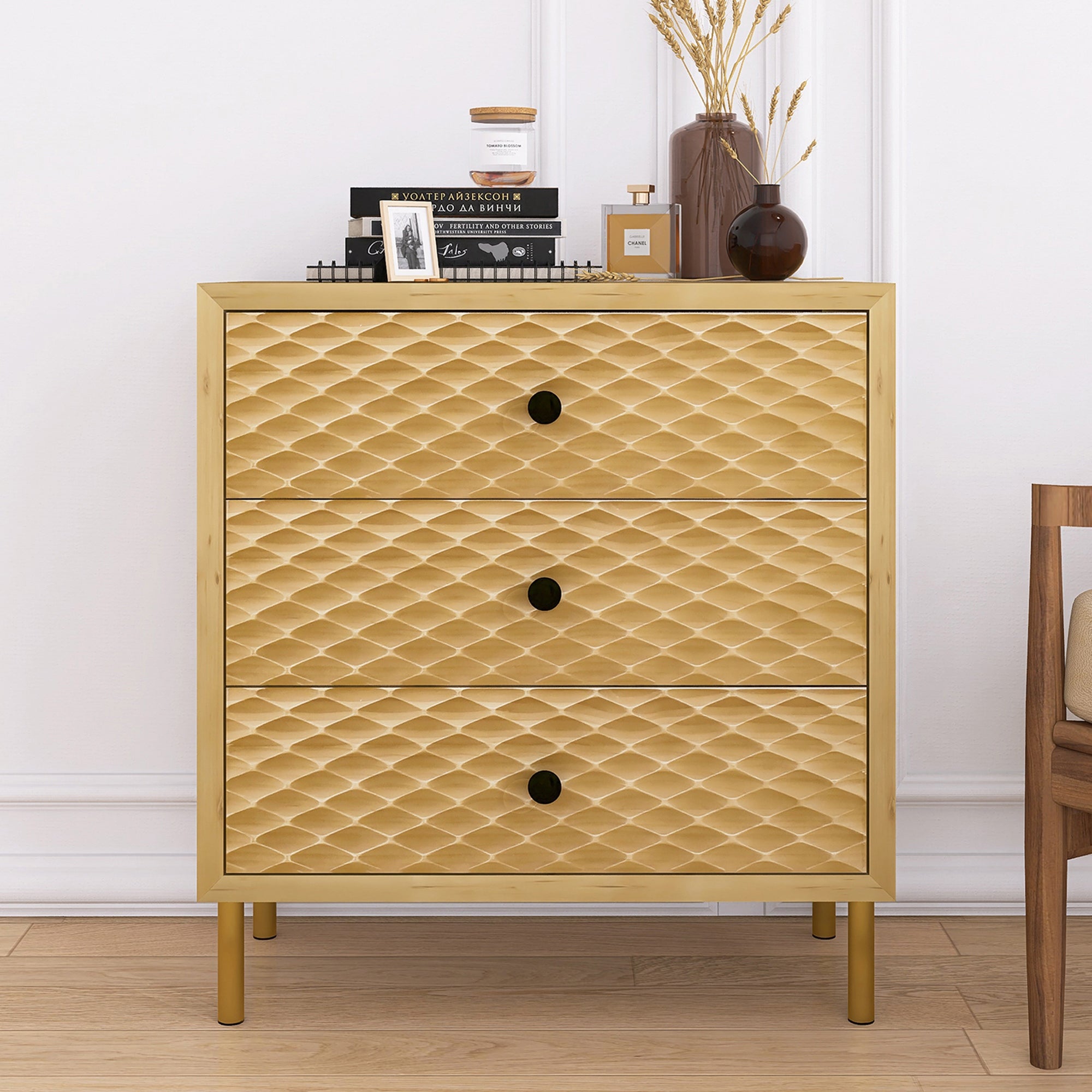 Wooden Storage Cabinet Chest with 3 Drawers - - 37857275 - Mycitystee