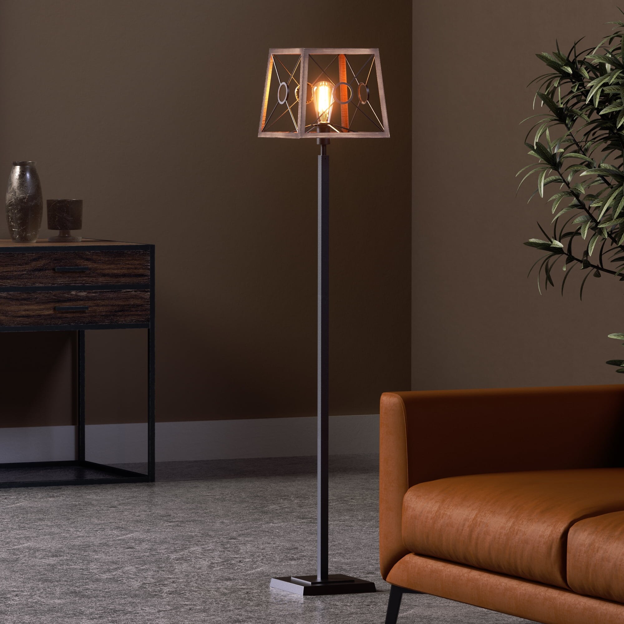 Farmhouse floor Lamp for Living Room - Matte black - Mycitystee