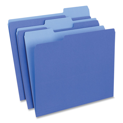 Universal Deluxe Colored Top Tab File Folders， 1/3-Cut Tabs， Letter Size， Blue/Light Blue， 100/Box (10501) - Mycitystee