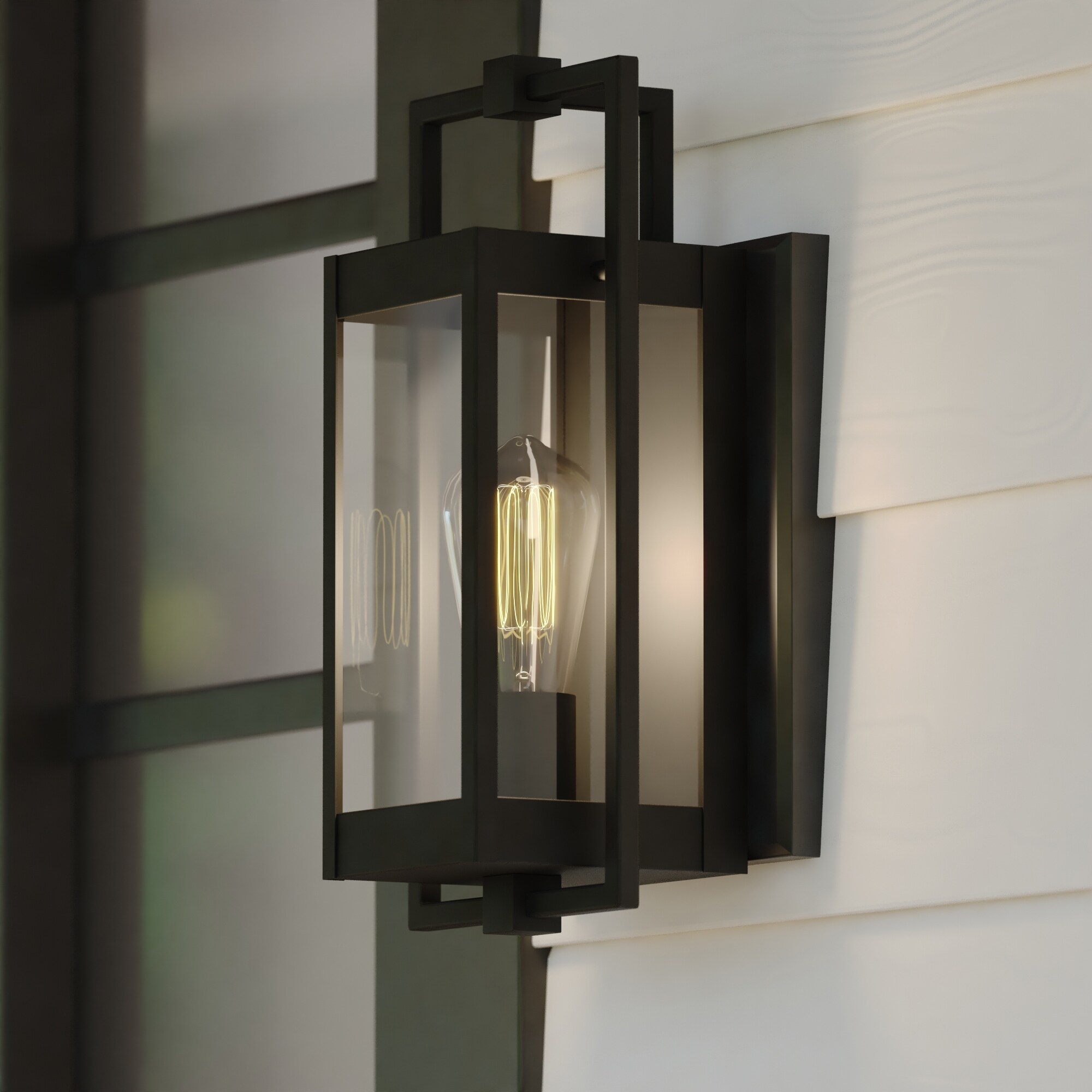 Sheridan Matte Black Contemporary Indoor Outdoor Wall Lantern Light Fixture with Clear Glass Shopping - The Best Deals on Outdoor Wall Lanterns | 4175 - Mycitystee