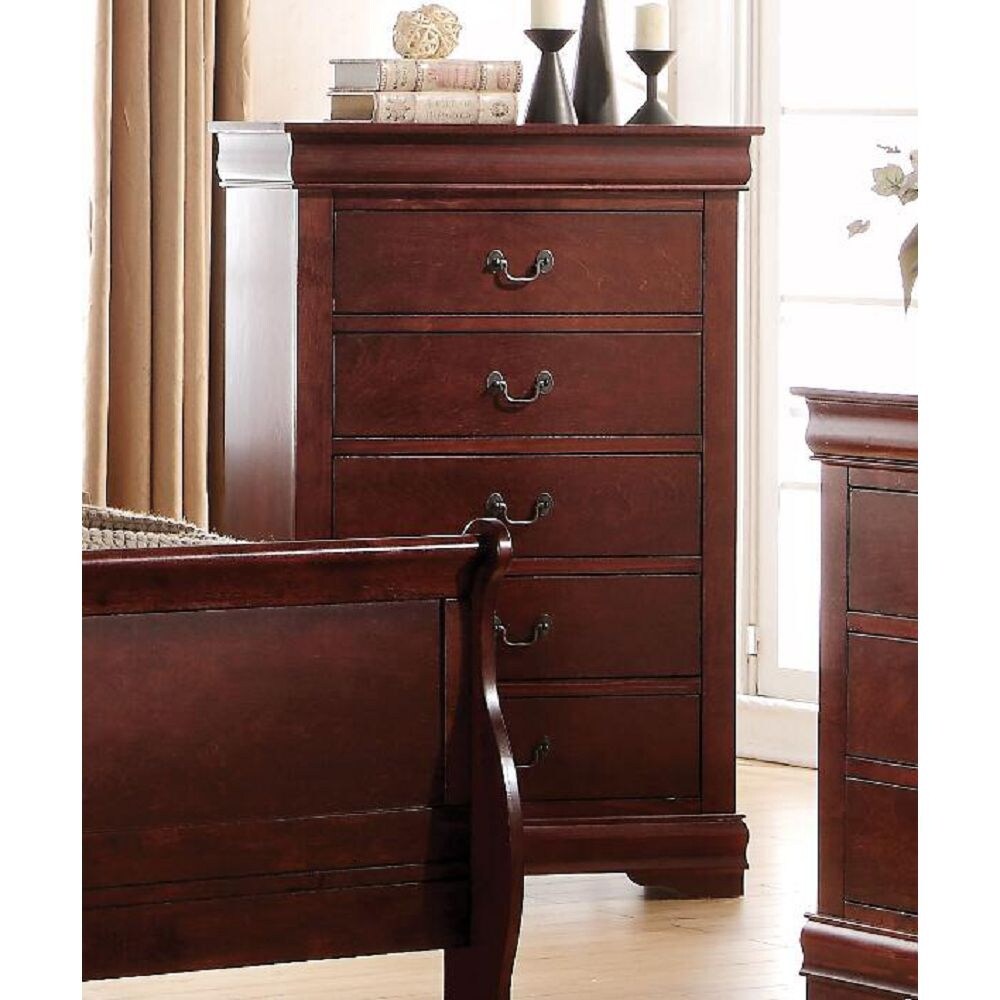Global Pronex Solid Wood Chest 5 Tier Bedroom Chest in Cherry - - 35478757 - Mycitystee