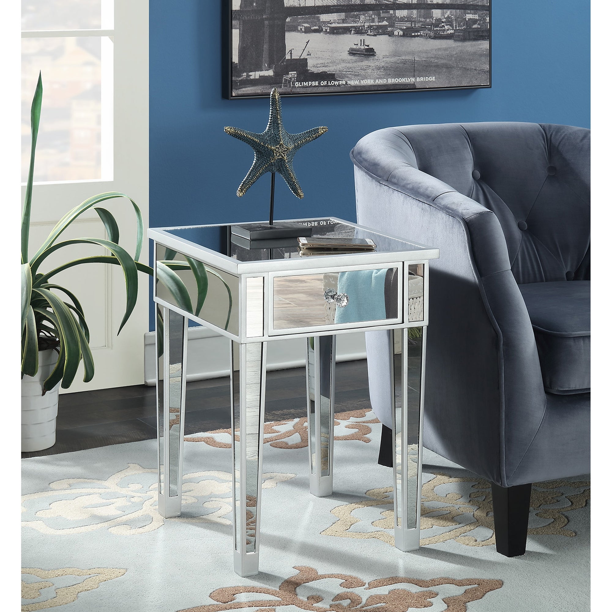 Silver Orchid Talmadge Mirrored 1 Drawer End Table - Mycitystee