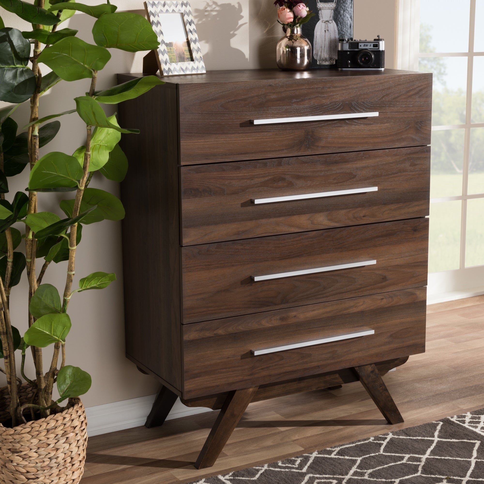 Carson Carrington Varberg Mid-century Walnut Brown 4-drawer Chest - - 21895364 - Mycitystee