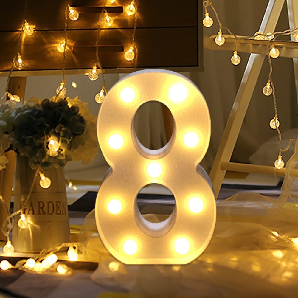 Alphabet LED Digital Lights Light Up White Plastic Digital Standing Hanging H - Mycitystee