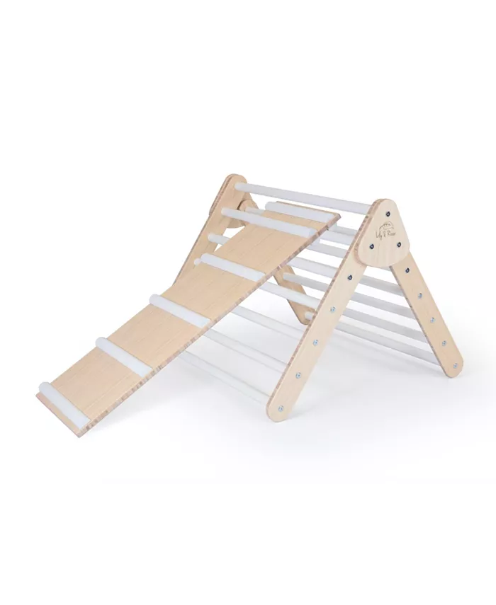 Lily and River Bamboo Little Climber Playset With Ladder Slide In White - Mycitystee