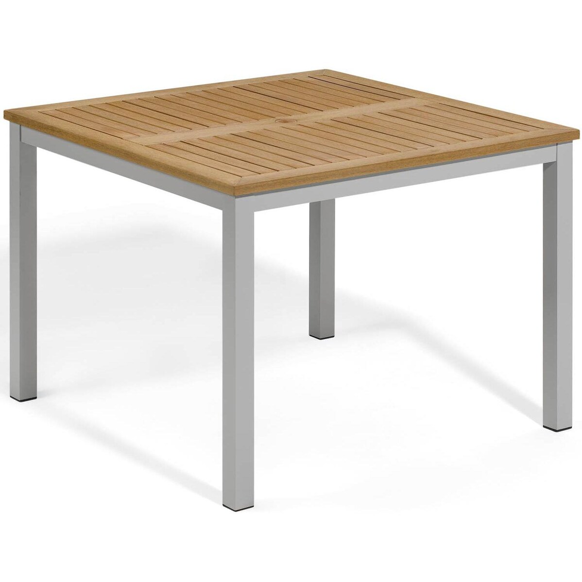 Travira 39 Inch Square Aluminum Patio Dining Table W/ Tekwood Natural Top By Oxford Garden - Mycitystee